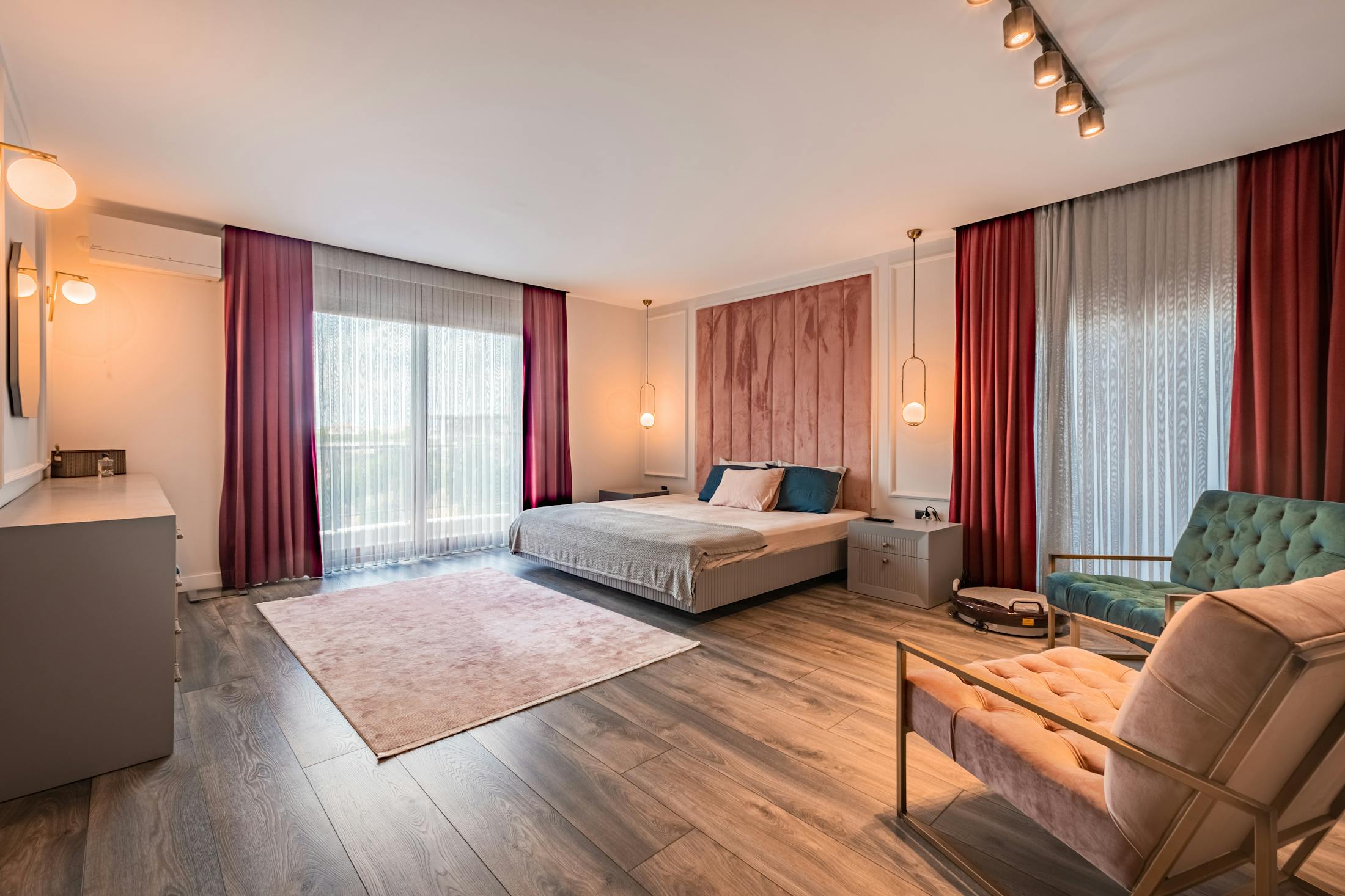 Luxury bedroom suite with fitted wall air conditioning